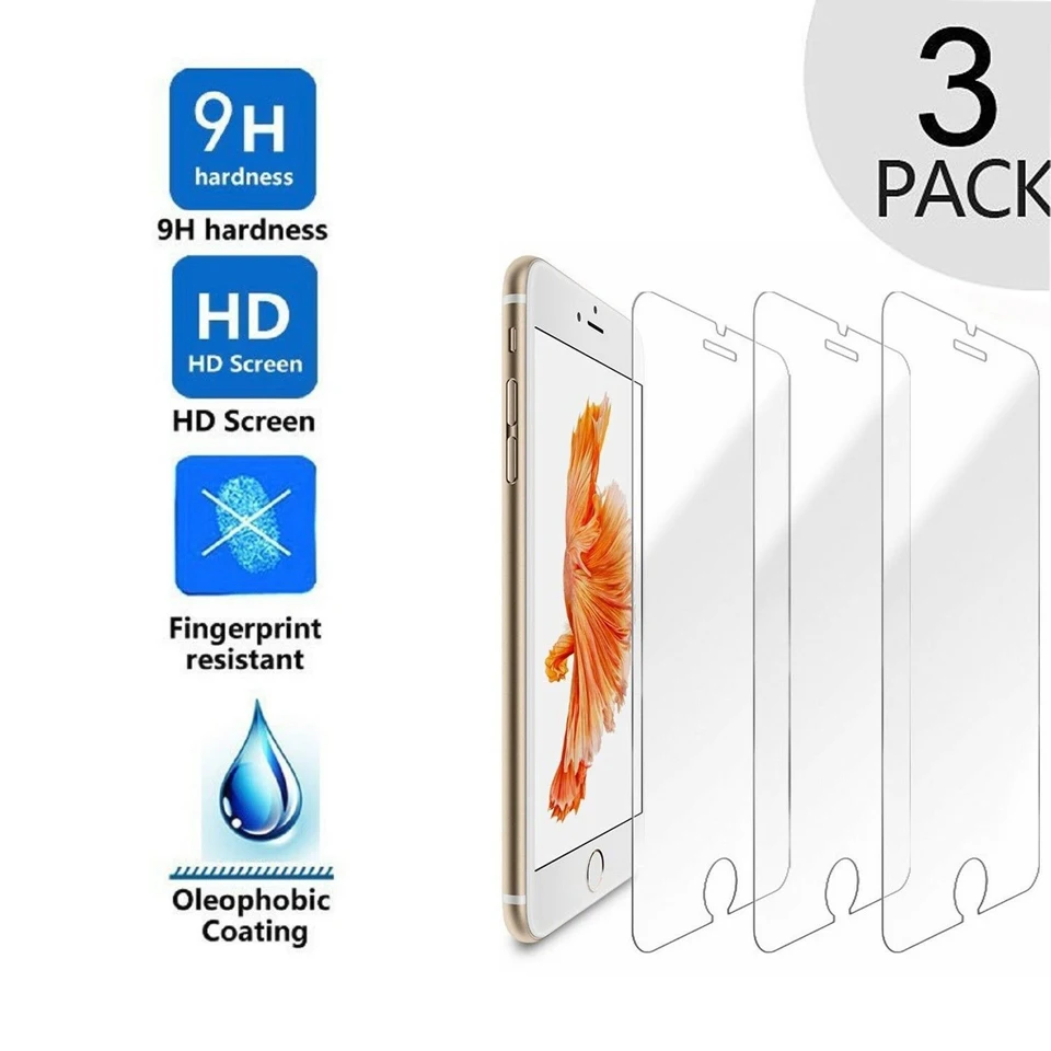 

3PCS/Lot 9H Transparent Tempered Glass Phone Clear Films for Apple iPhone 5 5S SE 5C 6 6S 7 8 Plus X Xs Max Xr Screen Protector