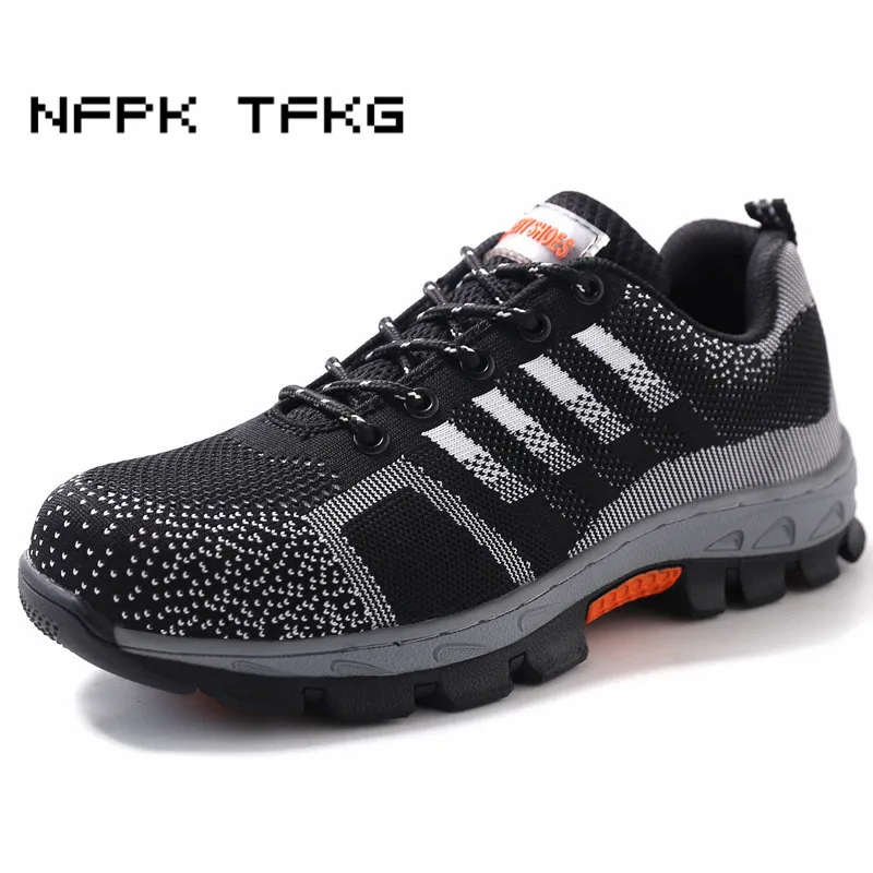 

woman fashion large size steel toe caps work safety shoes breathable mesh anti-puncture non-slip tooling security boots protect