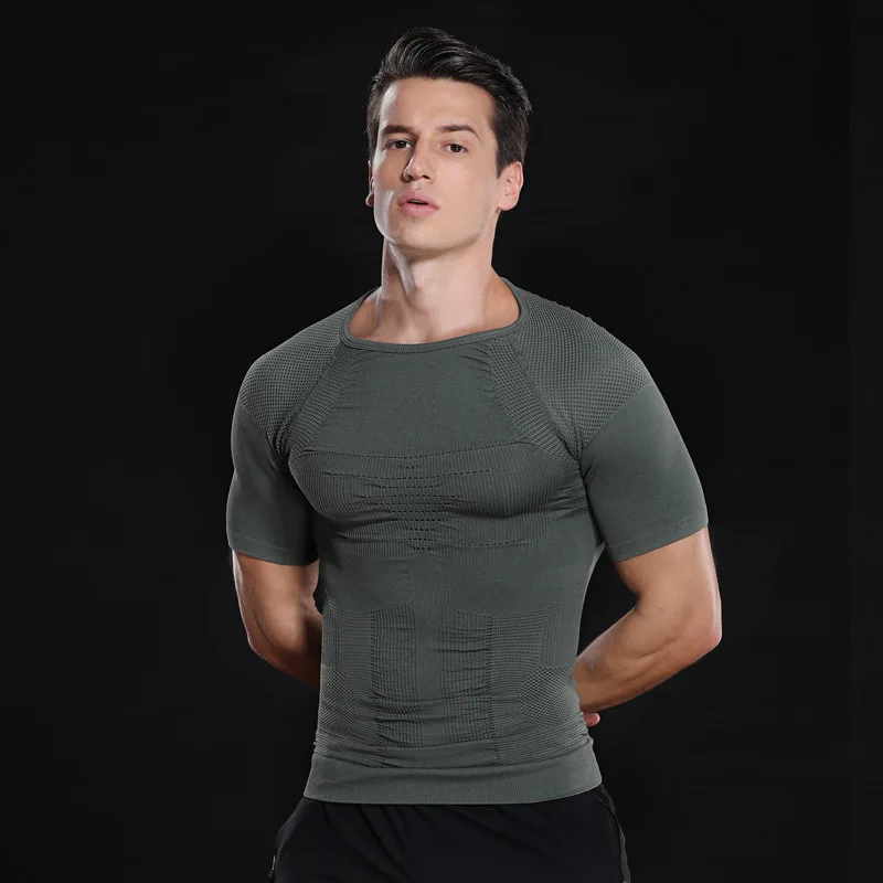 Men's Body Shaper Tummy Shaper Slimming T-shirt Slim Lift Corset Waist Muscle Girdle Shirt Fat Burn Posture Correct Underwears 2