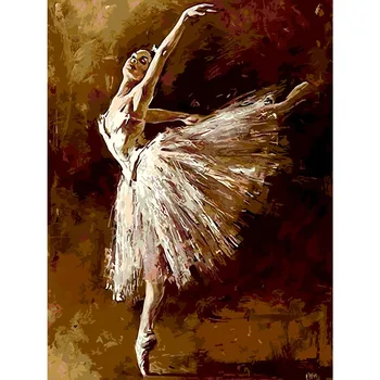 

diy digital oil painting by numbers diy home decoration craft unique gift picture paint on canvas Ballet dancer 40x50cm