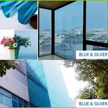 80x500 см синяя серебряная пленка для окна для снижения тепла Солнечный Оттенок отражающая одностороннее зеркало пленка для контроля тепла анти УФ-оттенок для дома