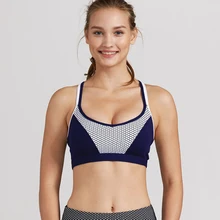 2017 Breathable Push Up Sports brassiere Bh Padded Grid Pattern Sportswear Tank Top Women Gym Yoga Running Fiteness Bras