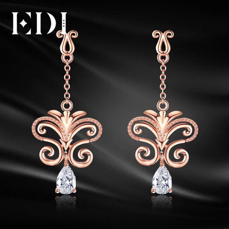 

EDI Woman 925 Sterling Silver Earring Genuine Butterfly Dangle Natural Topaz Drop Earrings Fine Jewelry For Women Party Gift