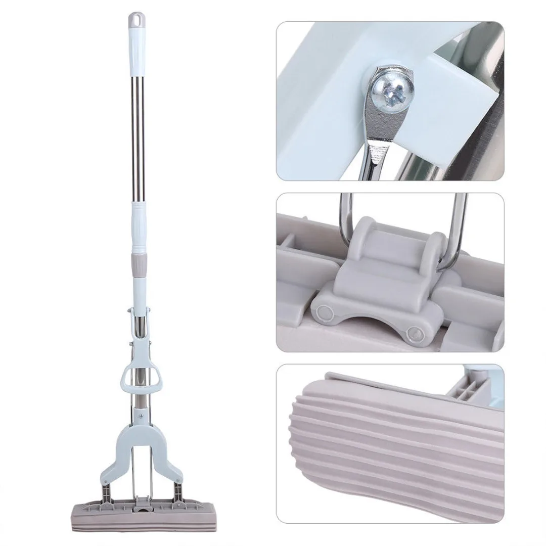 1 x Stainless Steel Telescopic Handle Absorbent Sponge Mop Home Floor Cleaning Tool