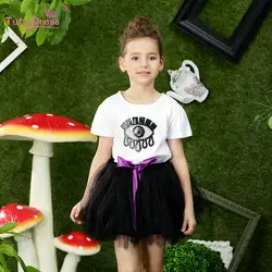 Детская Летняя футболка для девочек юбка-пачка мультфильм глаз футболки комплект одежды детская юбка для От 2 до 12 лет