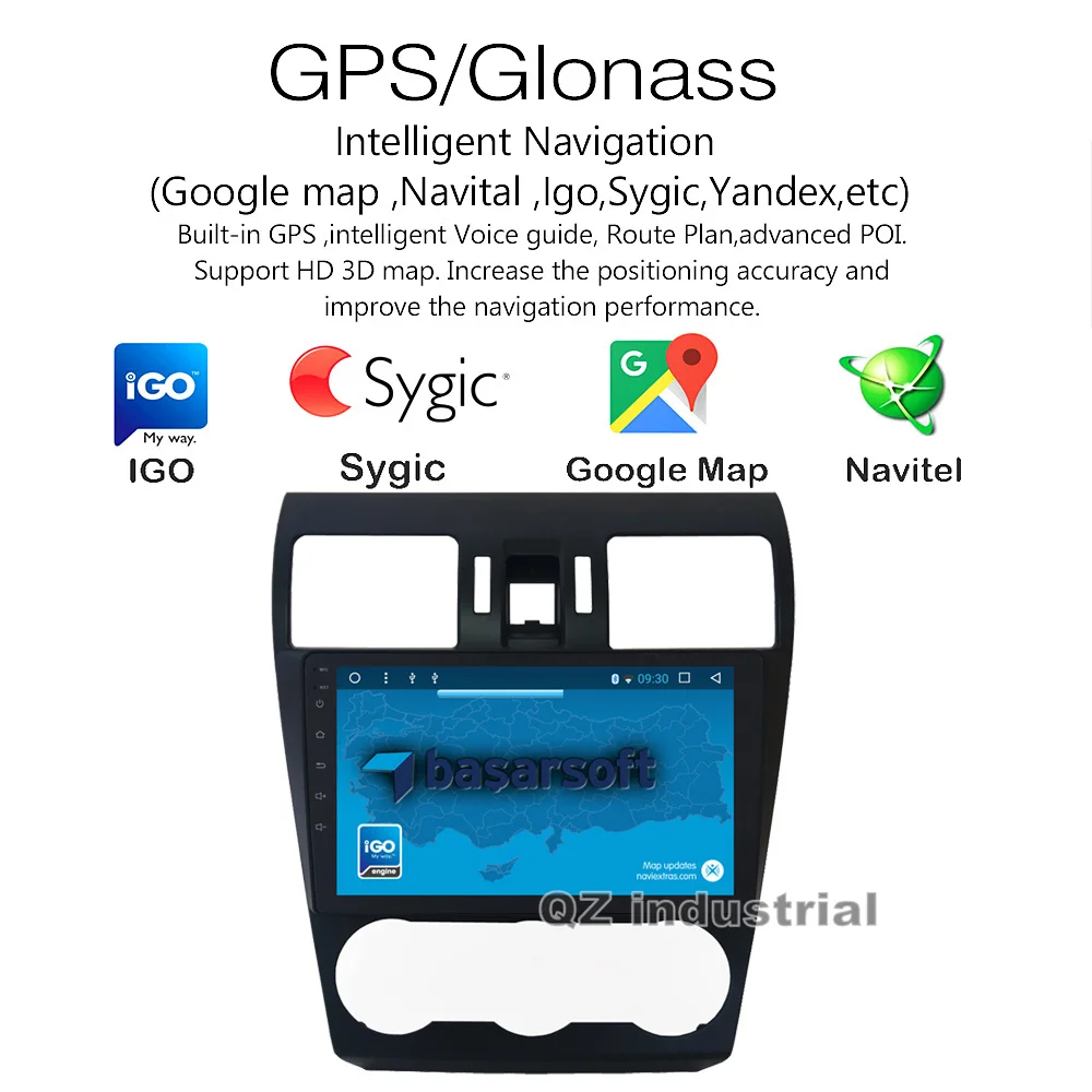 Top QZ Industrial HD 9inch Android 8.1 T3 for Subaru WRX Forester 2014-2016 Car DVD Player with Canbus GPS 3G 4G Radio Navi WIFI RDS 4