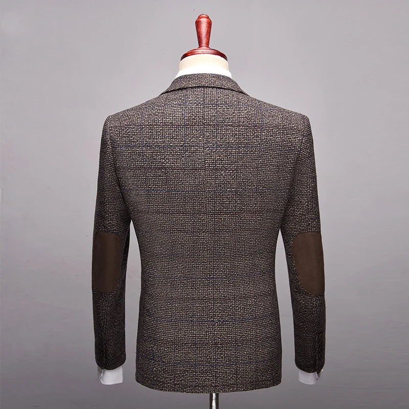 PEORCHID Brown Mens Casual Blazer Jacket England Style Business Formal Jackets Veston Homme Pour Soiree Party Blazer Dress Man