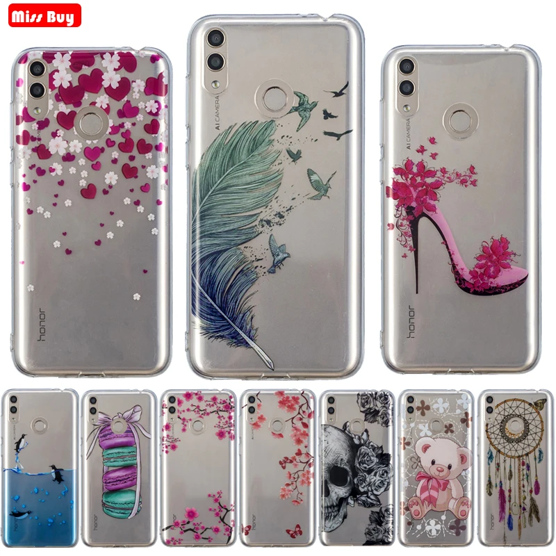 

6.26'' For Huawei Honor 8C Case Transparent Silicone Soft TPU Back Cover For Huawei Honor 8C 8 C C8 Phone Cases Fashion Fundas