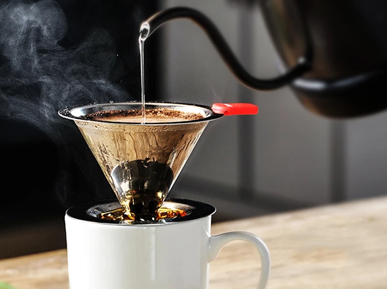Stainless Steel Coffee Filter Portable Metal Filter Screen funnel V type filter Cup Filters Drip
