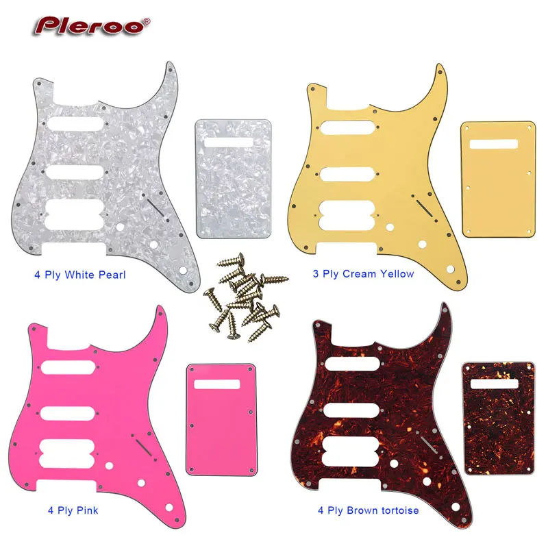 4Ply Brown Tortoise IKN SSS 11 Holes Strat Pickguard and Tremolo Cover Backplate Set for FD US/Mexico Style Standard Strat Guitar Parts