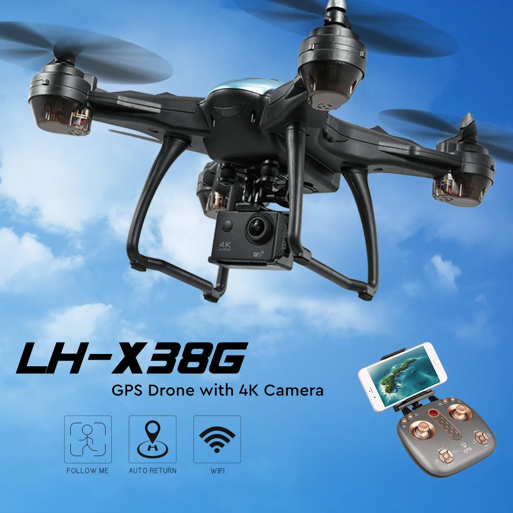 LH X38G Дрон с двойным GPS WIFI FPV 4 K/1080 P HD камерой дистанционным управлением Вертолет RC