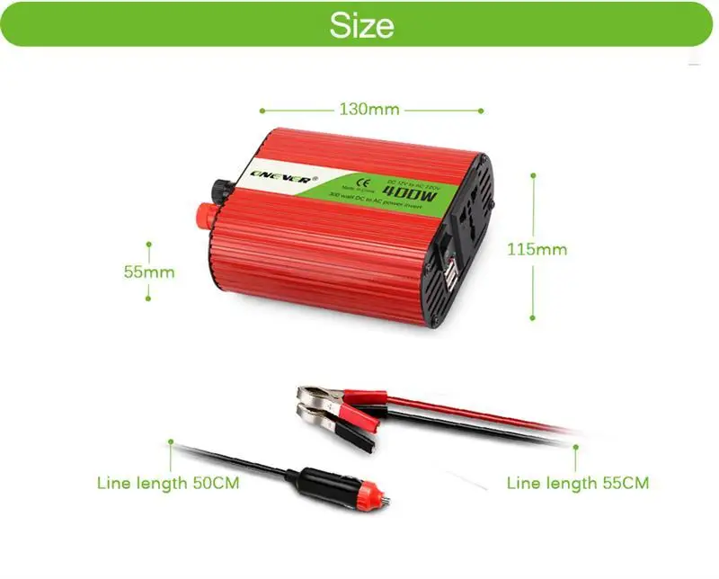 Автомобильный инвертор 300/400 Вт DC 12 В к AC 110 В инвертор мощности модифицированная Синусоидальная волна мощная 5 В выход Автомобильное зарядное устройство адаптер конвертер