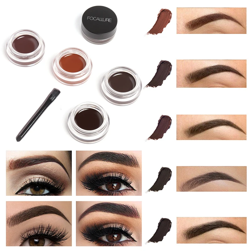 FOCALLURE 1pcs Waterproof Eyebrow Tint Cosmetics Pigment 5 Color Brown Black Eyes Makeup Eye