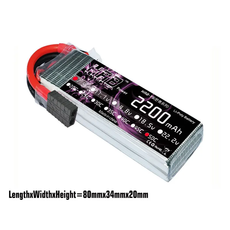 

HRB 7.4V 2200mah Lipo Battery TRX 2S XT60 50C T Deans JST RC Parts For Traxxas Summit Slash VXL 1/16 4WD Monster Cars Airplanes