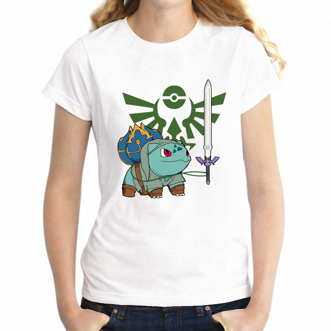 

Women's T Shirt Baublesaur Link The Legend of Zelda Pokemon Gamer Girl's Tee