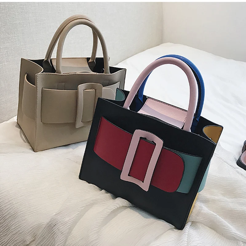 

DORANMI Contrast Color Tote Bag Women's Handbag 2019 Luxury Brand Designed Bow Decored Chic Leather Bags Shoulder Bag DJB547