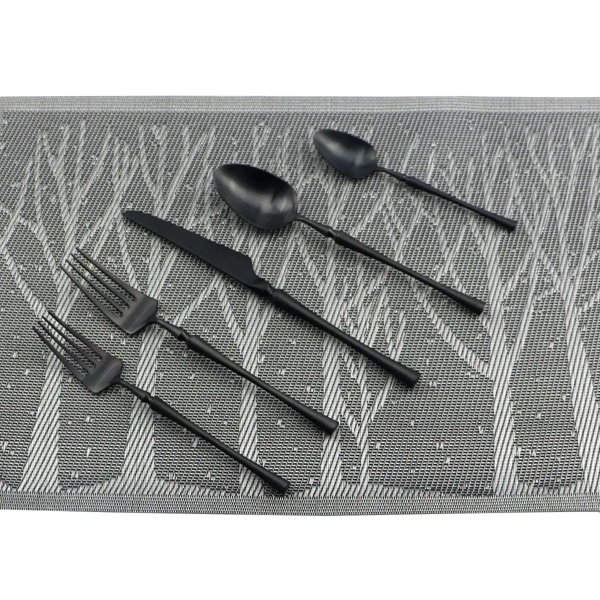 

20 Piece Atlas Matte Black Dinnerware Set Dishwasher Safe 18/10 Stainless Steel Cutlery Set Service for 4 Soup Scoops Forks