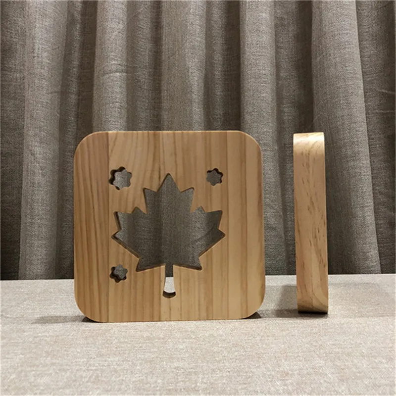 Канадский флаг кленовый лист 3D деревянная лампа USB СВЕТОДИОДНЫЙ Ночник детский спальный светильник освещение спальня декоративная настольная лампа для детей подарок
