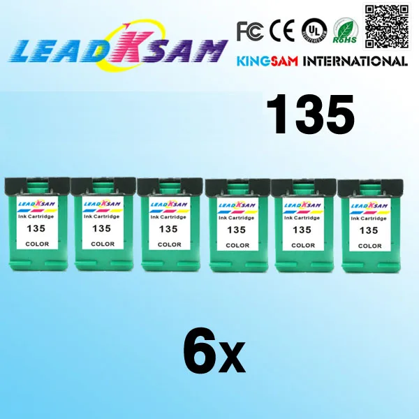 6 шт. 135 совместимый картридж с чернилами для hp135 hp Deskjet 6543 5743 6623 6843 6523 9803 5943 6943 6983