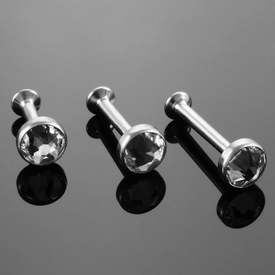 1pc 16G G23 Titanium internally threaded Gem Labret Lip Morne Rings Earrings Stud CZ Cartilage Tragus Piercings Body Jewelry - Image 5