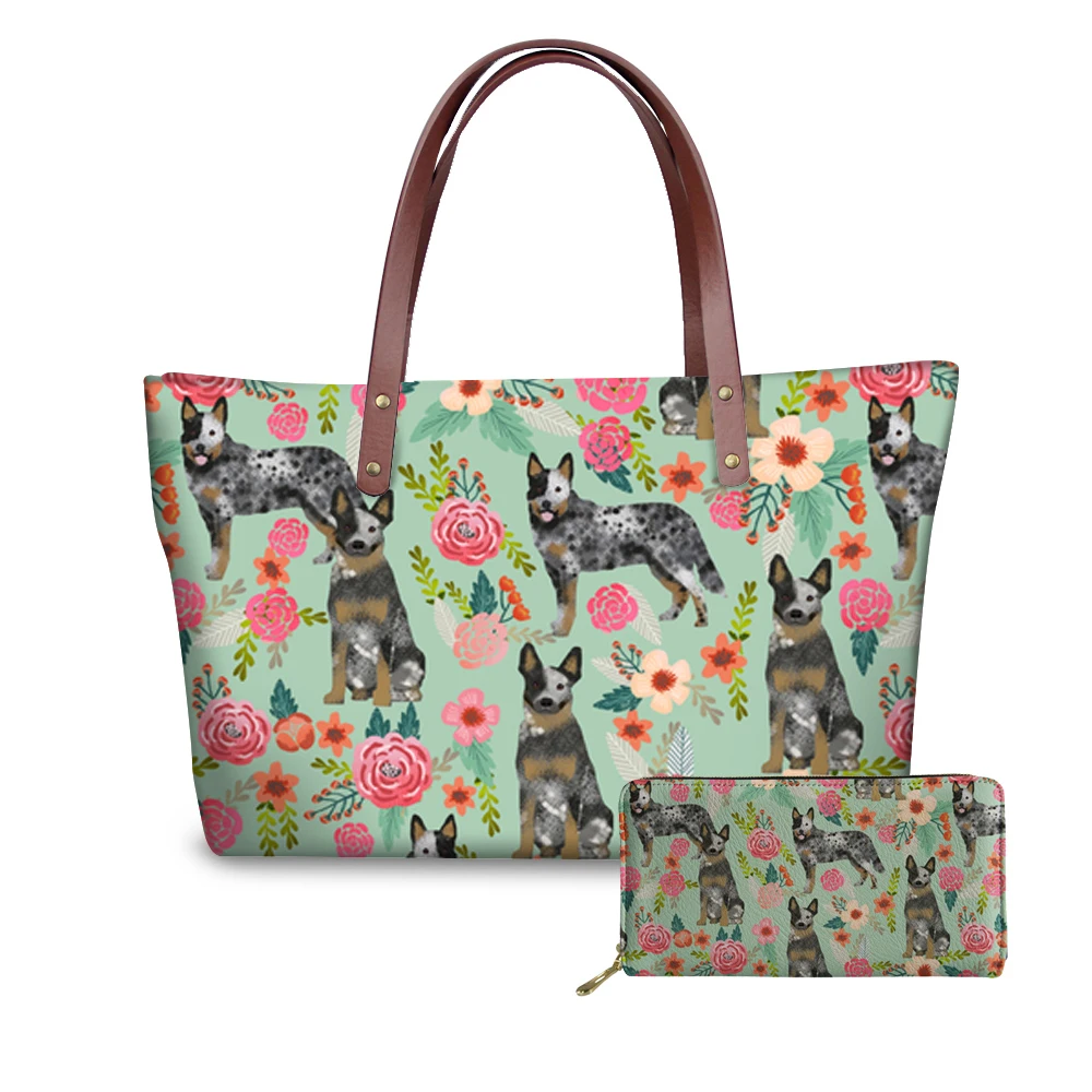 

Customized Top-handle Bags Luxury Handbags Women Bags Designer Australian Cattle Dog Printing Wallets and Bags for Ladies 2019