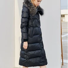 Меховой воротник, женское длинное зимнее пальто размера плюс, зимний пуховик на заказ любого размера