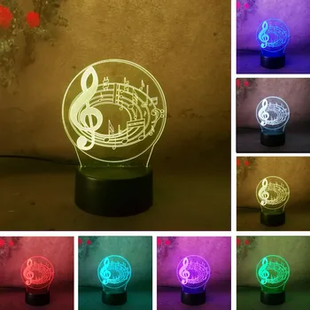 

3D Music Notes Night Light for Children Baby Kid Girl princess Toy Touch 7 Color Light Bedroom Table Lamp gift Sleep lamp