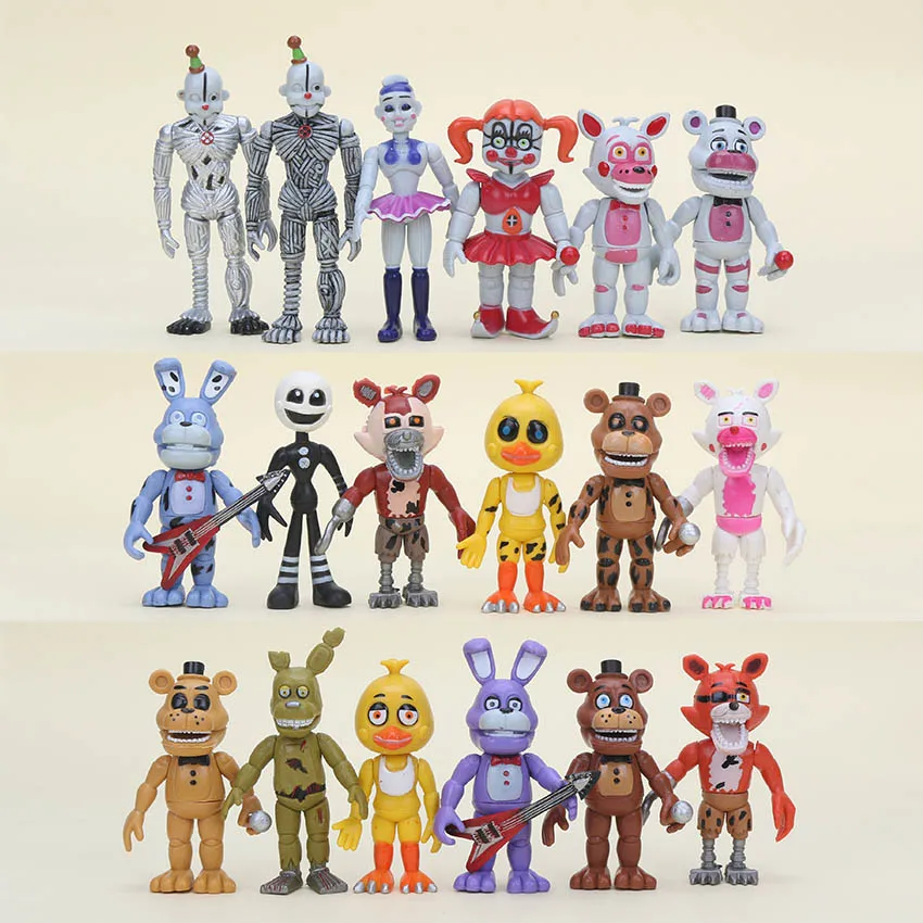 

Approx 10cm 6pcs/lot Five Nights At Freddy's Sister Location fnaf Bonnie Funtime Foxy Ballora Freddy Puppet Plushtrap PVC Figure