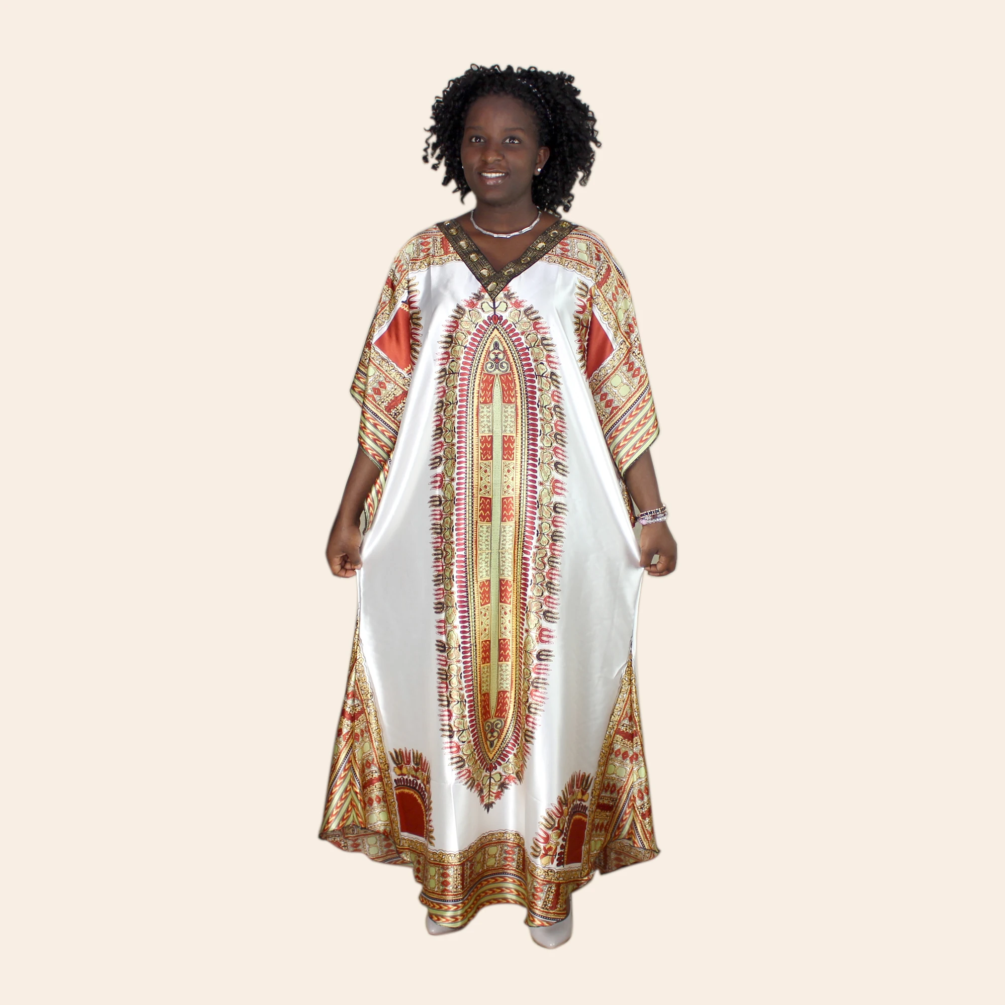 Африканский Дашики печати Алмазная аппликация платья для женщин халат африканская femme