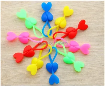 

2400pcs/lot Free shipping Heart-shaped thread color the silicone hub hub snacks sealing clamp plastic bag mouth tie beam
