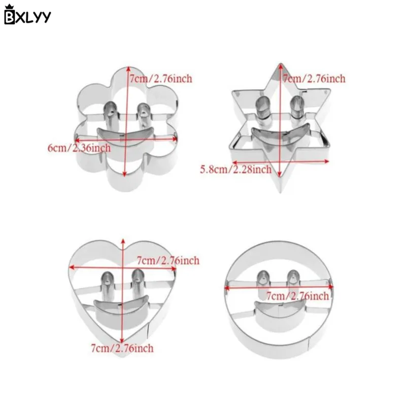 BXLYY 4 шт./компл. Нержавеющая сталь смайлик форма для печенья Кухня инструмент для украшения торта выпечки инструмент душа ребенка Year.8z