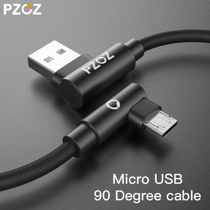 PZOZ المصغّر usb كابل شاحن سريع المصغّر usb بيانات الشحن 90 درجة الهاتف المحمول الحبل سلك كابل ل Xiaomi Redmi ملاحظة 5 برو 4