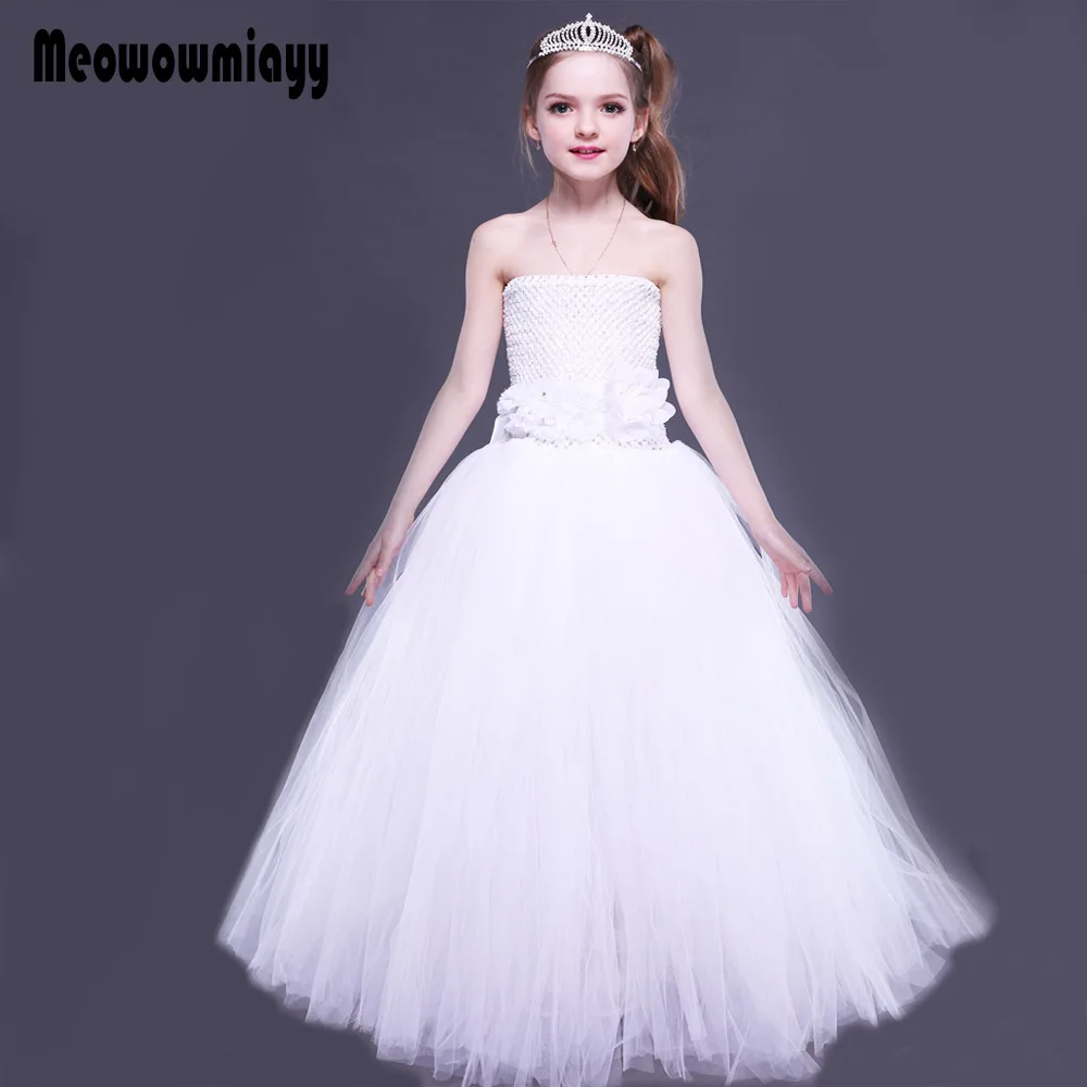 

Kids dresses for girls wedding evening party dress 2018 kids off shoulder white teenage girls clothing flower girl tutu dresses
