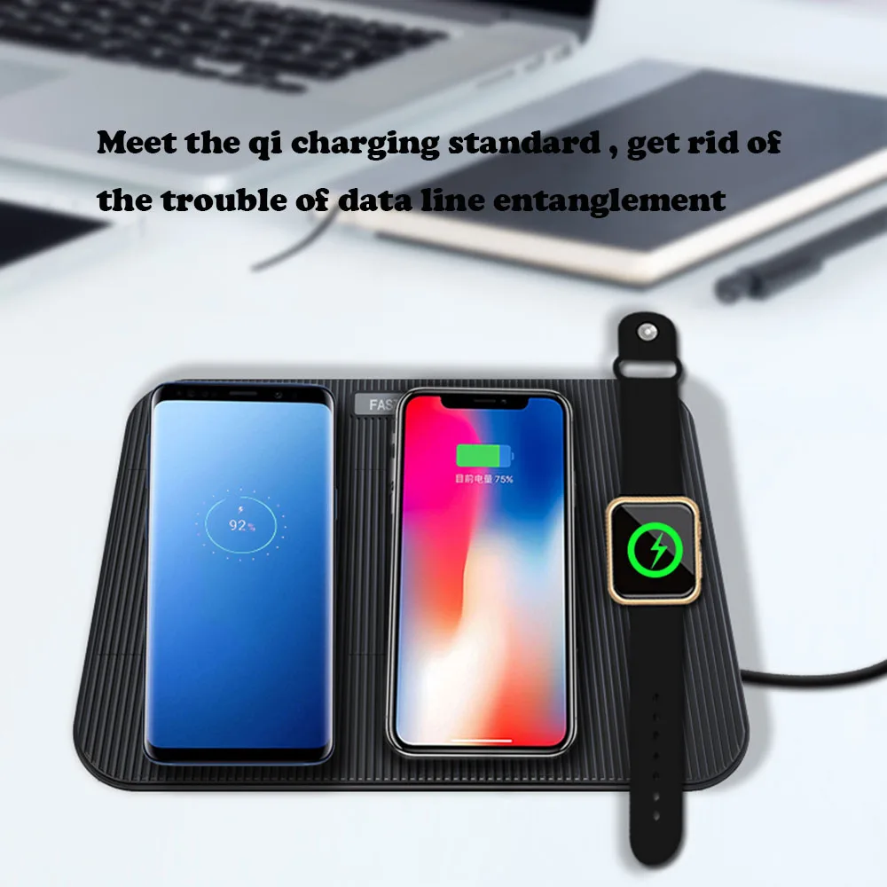 4 в 1 Qi Беспроводное зарядное устройство для Apple Watch 2 3 Iphone 8 X XR XS Samsung Note S8