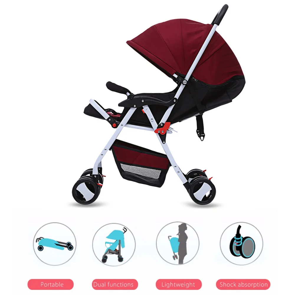 MoonSater 1602 Pram Foldable Baby Stroller Infant Car Seat Safety Chair Basket Eight-Wheel Cradle Carriage Buggy | Электроника