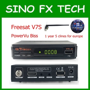 

10pcs Freesat V7S HD DVB-S2 Satellite Receiver FTA 1080P with 1 year europe cccam clines YouTube PowerVu Biss key GTMEDIA V7S