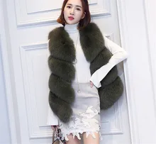 New Winter Fashion Causal Genuine Fox Fur Vest Women’s Full Pelt Gilet Warm Luxury Real Natural Fox Fur Waistcoat Outwear