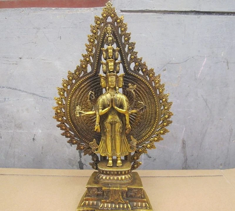 

Tibet Tibetan Bronze Gilt 1000 Armed Guanyin Avalokitesvara Kwan-Yin Statue a 0518