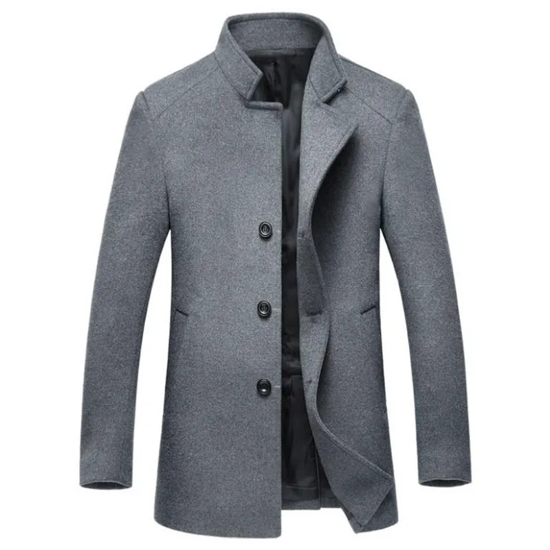 Autumn and winter high end men's wool coat business casual coat solid ...