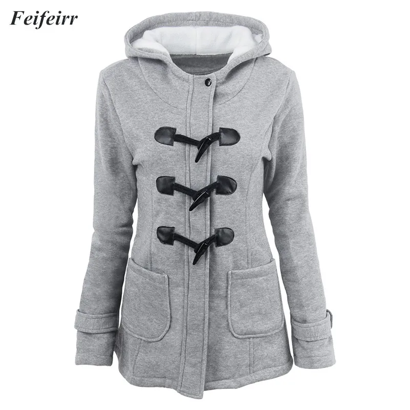 

2019 Spring Autumn Women jacket Fleece Hoodies Jacket Long thickening horns buckle Long Sleeve Slim Fit Hoodies Plus Size 6XL
