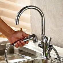 Два выхода латунь вытащить Смеситель для кухни с распылителем