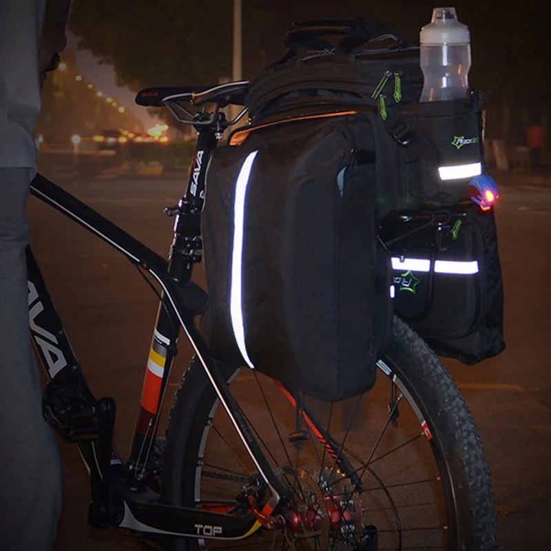 Cheap ROCKBROS Bicycle Carrier Bag MTB Bike Rack Bag Trunk Pannier Cycling Multifunctional Large Capacity Travel Bag With Rain Cover 5