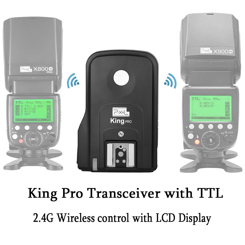 

Pixel King Pro Transceiver 2.4G TTL Wireless Flash Trigger For Nikon D7100 7000 D5100 D5000 D3200 D3100 D600 D90 DSLR Cameras