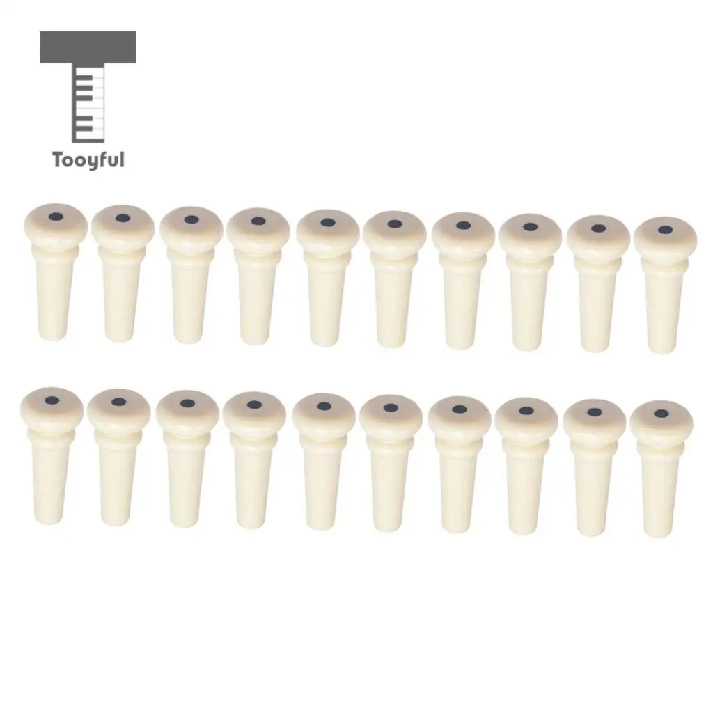 20pcs Acoustic Folk Guitar Plastic Endpins with Dot Inlay Black