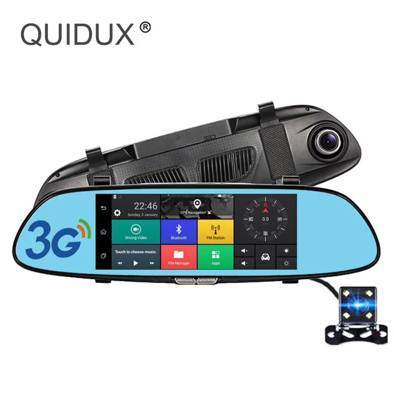 QUIDUX Android 3g Автомобильный видеорегистратор зеркало заднего вида " 1080 P gps навигация wifi двойной объектив видео рекордер камера видеорегистратор монитор парковки