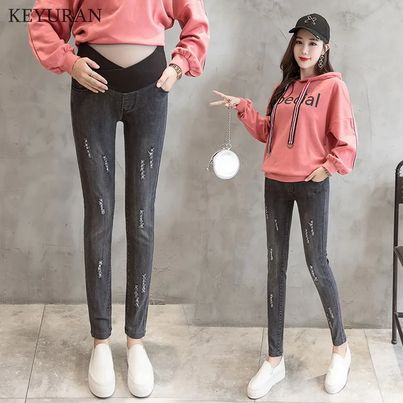 Elastic Waist Maternity Jeans Pants For Pregnancy Clothes