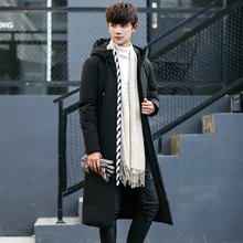2017 Winter New Arrival Fashion Casual Solid Color Hooded X-long Thicken Parkas Outerwear Coat
