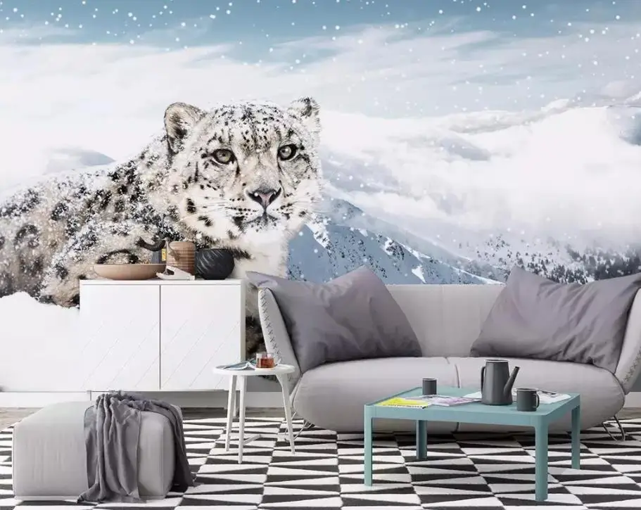 Custom 3d Wallpaper Snow leopard animal leopard landscape background wall painting Wallpaper Mural Painting For Living Room Custom 3d Wallpaper Snow leopard animal leopard landscape background wall painting Wallpaper Mural Painting For Living Room