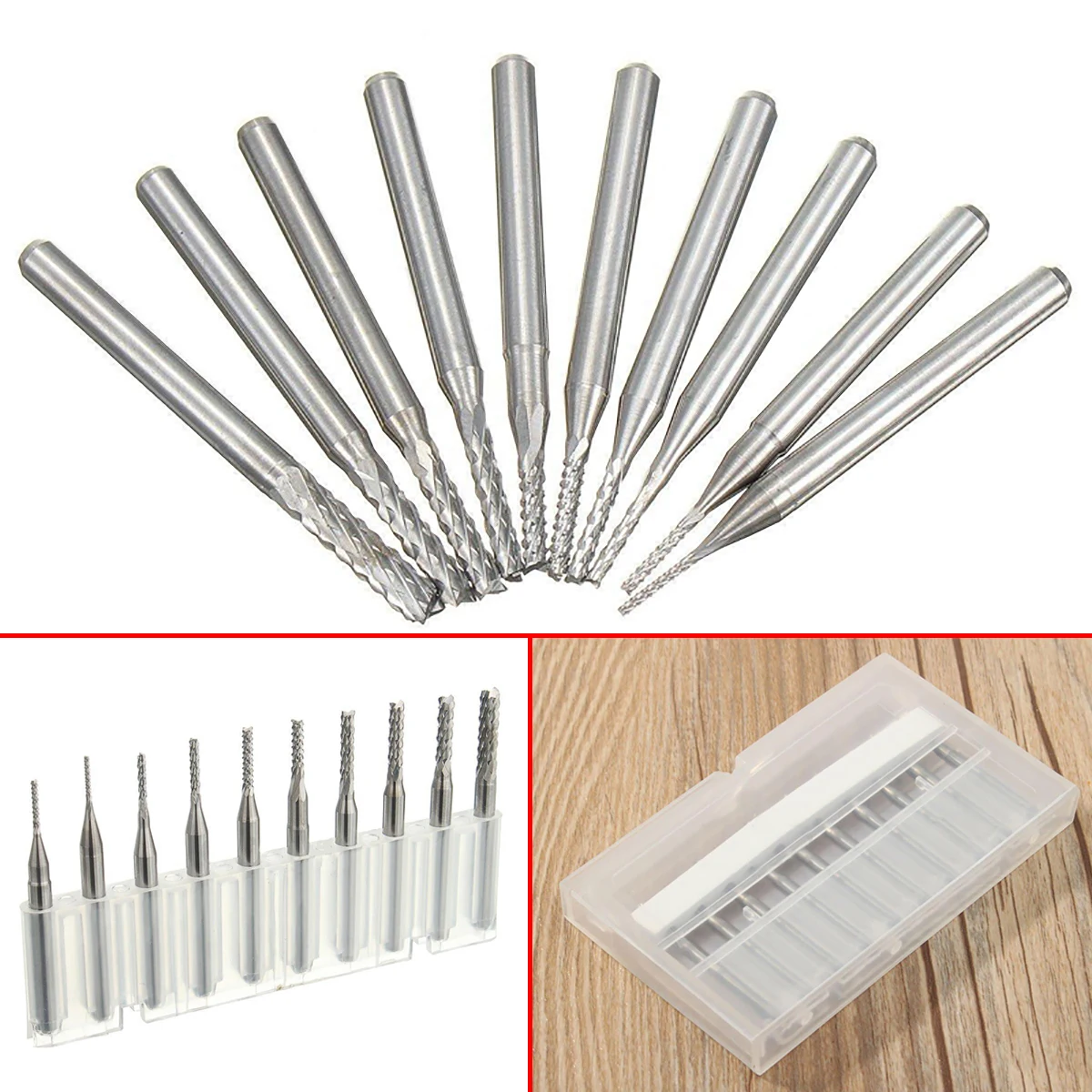 

10 шт./компл. 1/4 "1/8-0,8 мм гравировальный резак для печатной платы, роторная Концевая фреза с ЧПУ, сверла