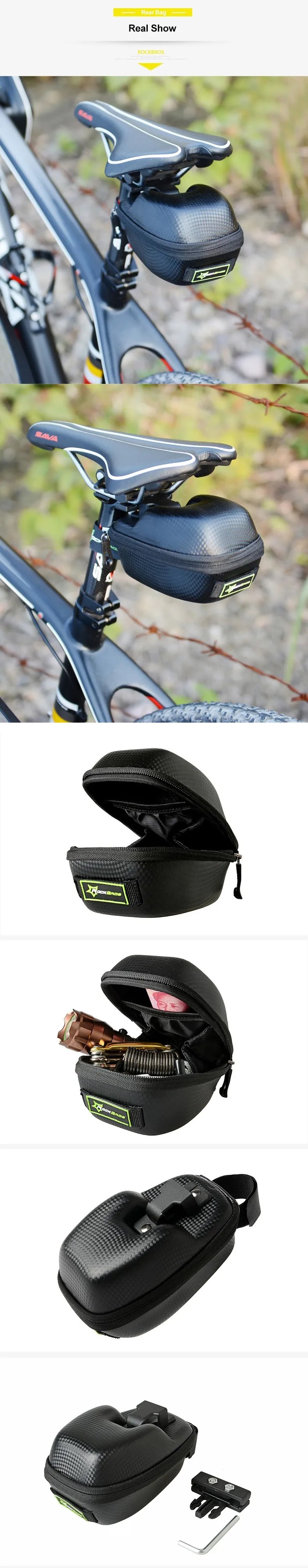 ROCKBROS водонепроницаемый велосипедный мешок кожа углеродного волокна MTB горный велосипед седельная сумка подседельный штырь задний мешок Велоспорт Аксессуары